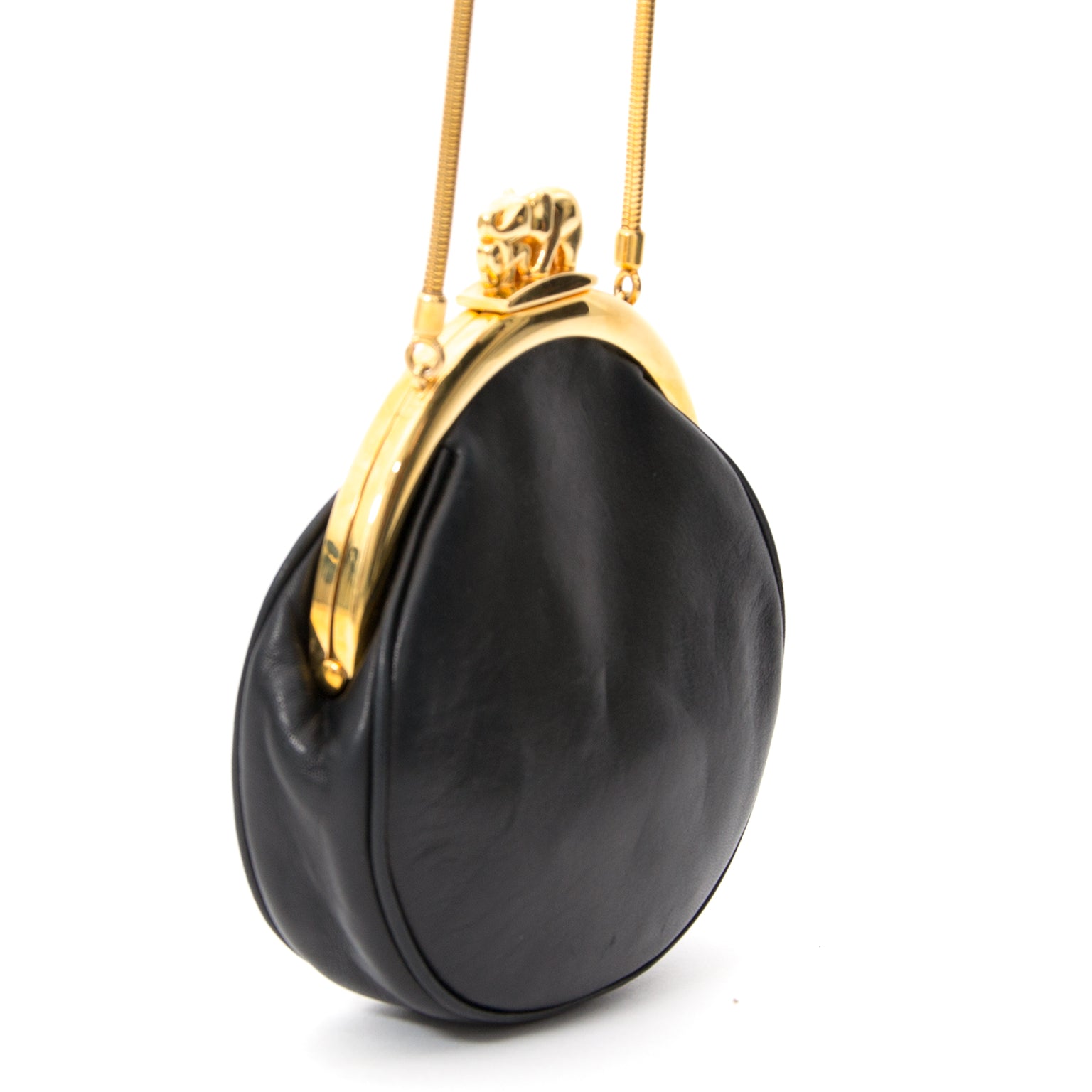 Cartier 'Sac Panthère' Clasp Clutch Gold Elephant fashionable trend authentic safe online shopping webshop Antwerp Belgium LabelLOV right price luxury designer brands