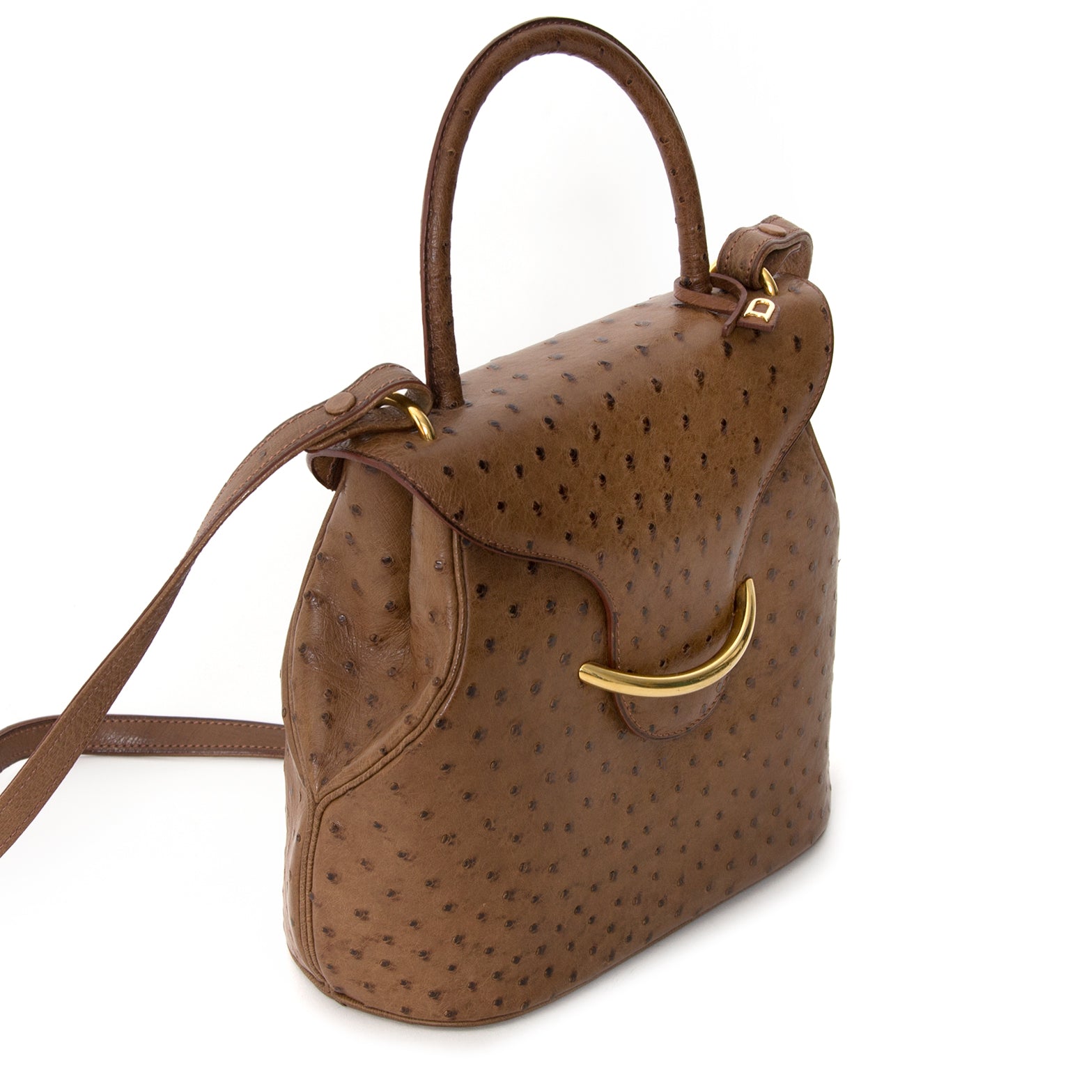 Delvaux Baltimore Ostrich Bag Brown international shipping worldwide safe and guaranteed