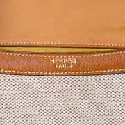 Authentic Exquisite and rare Hermes Constance shoulder bag with leather trimming and toile body.