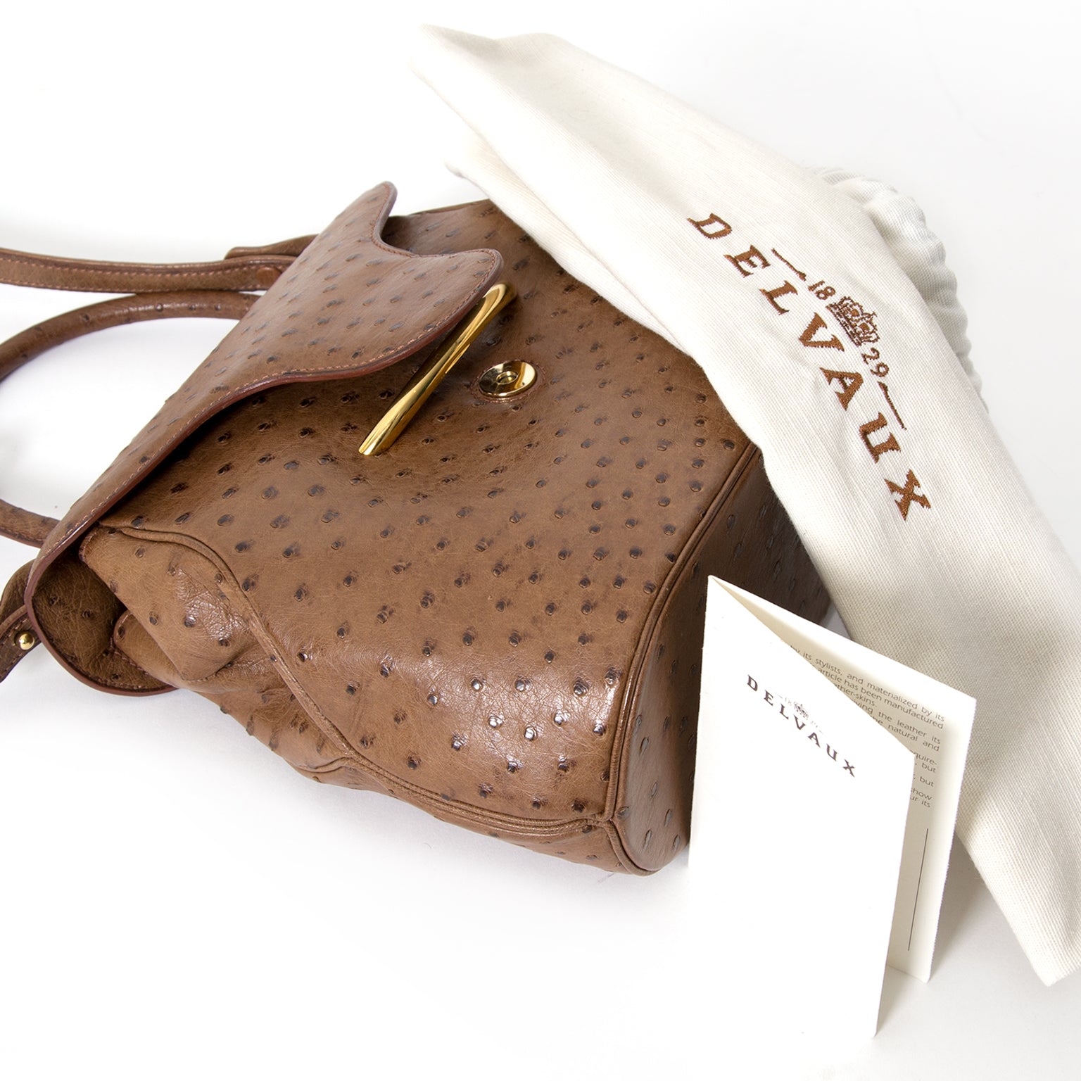 Delvaux Baltimore Ostrich Bag Brown Veilig online winkelen. Buy authentic Delvaux at the right price
