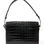 tweedehands designer Delvaux zwarte croco Madame occasie aan de beste prijs online webshop labellov