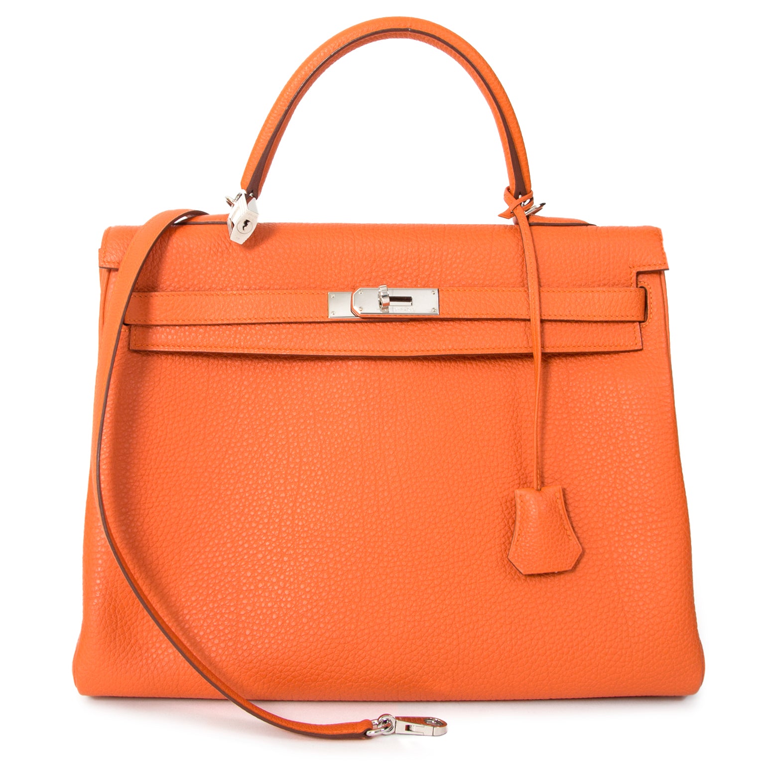 shop online Hermes Orange Kelly 35 Retourne Veau Togo in perfect condition at the best price