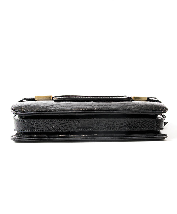 Shop online secondhand vintage Delvaux black croco leather 100% authentic for the best price, worldwide shipping