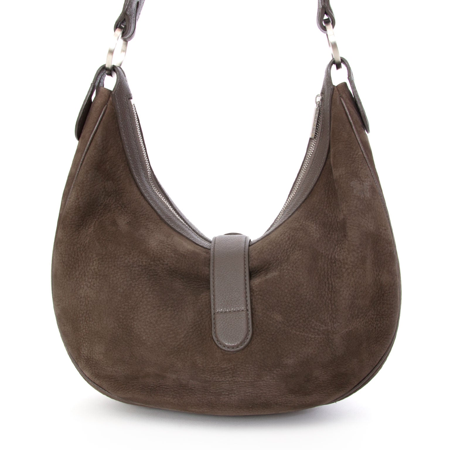 acheter en ligne seconde main Delvaux Camille Pm Hobo Shoulder Brown Nubuck Brown online webshop labellov