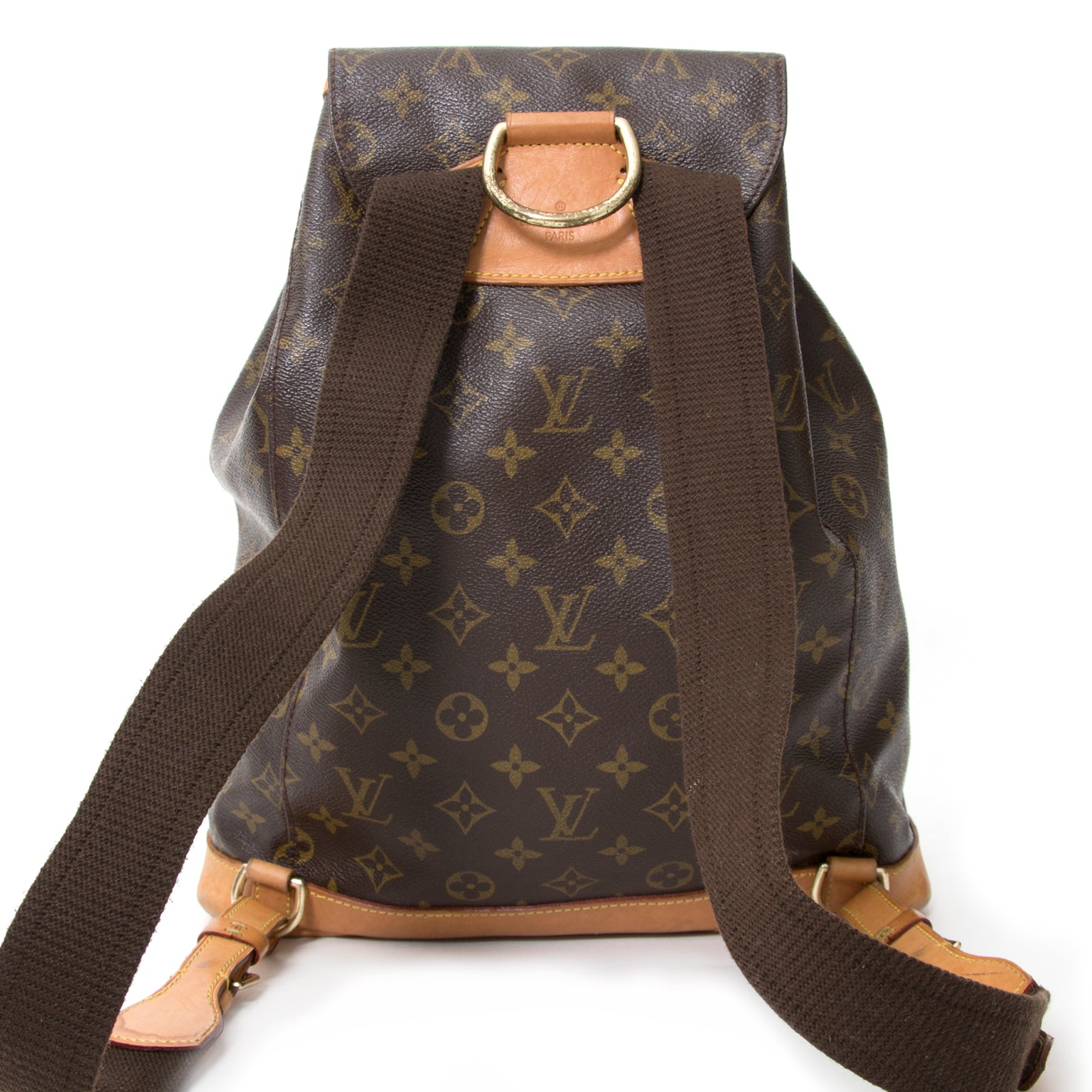 Made by the iconic French brand, the vintage Louis Vuitton bag is a throw over the shoulder style backpack; both practical and chic. Crafted from high quality leather, the brown and camel coloured, monogrammed canvas is filled with signature 'LV' logos.