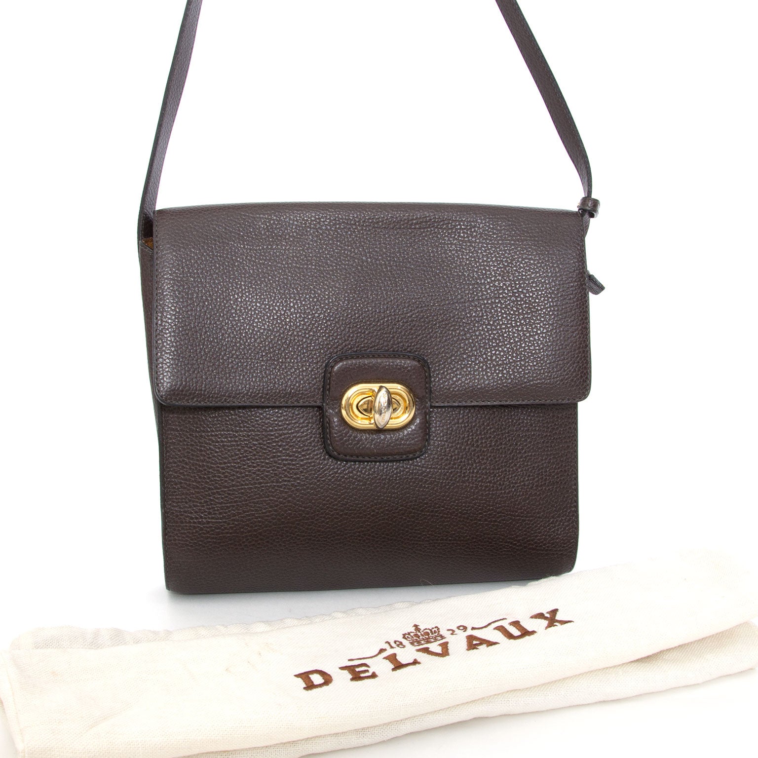 buy safe online secondhand Delvaux Brown Cross Body Bag for the best price