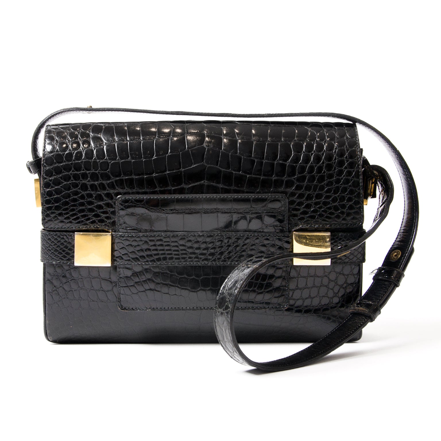 Delvaux Le Madame / Le Marronnier Black Croco Leather