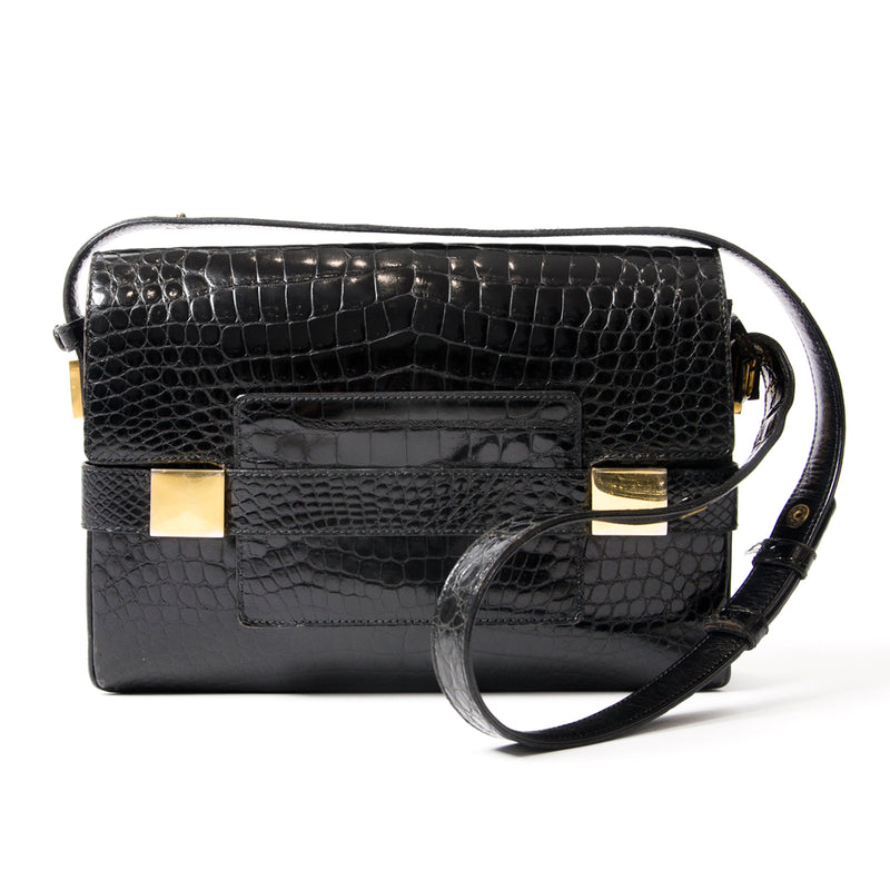 Delvaux Le Madame / Le Marronnier Black Croco Leather