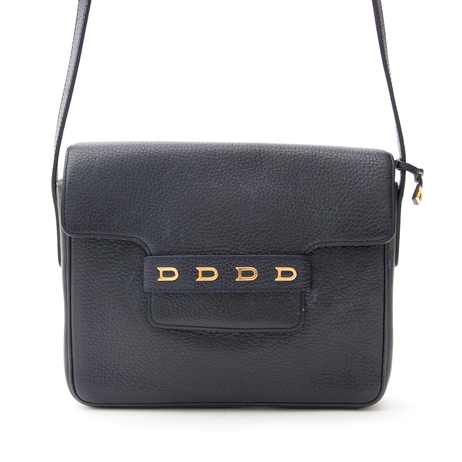 Delvaux Messenger Flap Bag Blue Marine