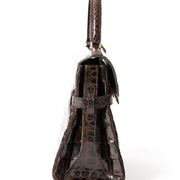 Delvaux Dark Brown Crocodile Tempête buy safe online secondhand designer vintage Delvaux crocodile tempete like new best price