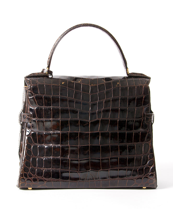 Delvaux Dark Brown Crocodile Tempête acheter en ligne seconde main delvaux tempête croco pour le meilleur prix site enligne labellov