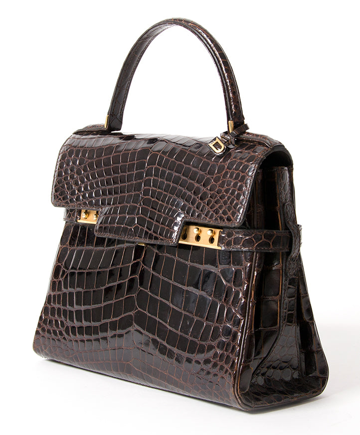 Delvaux Dark Brown Crocodile Tempête acheter en ligne seconde main delvaux tempête croco pour le meilleur prix site enligne labellov