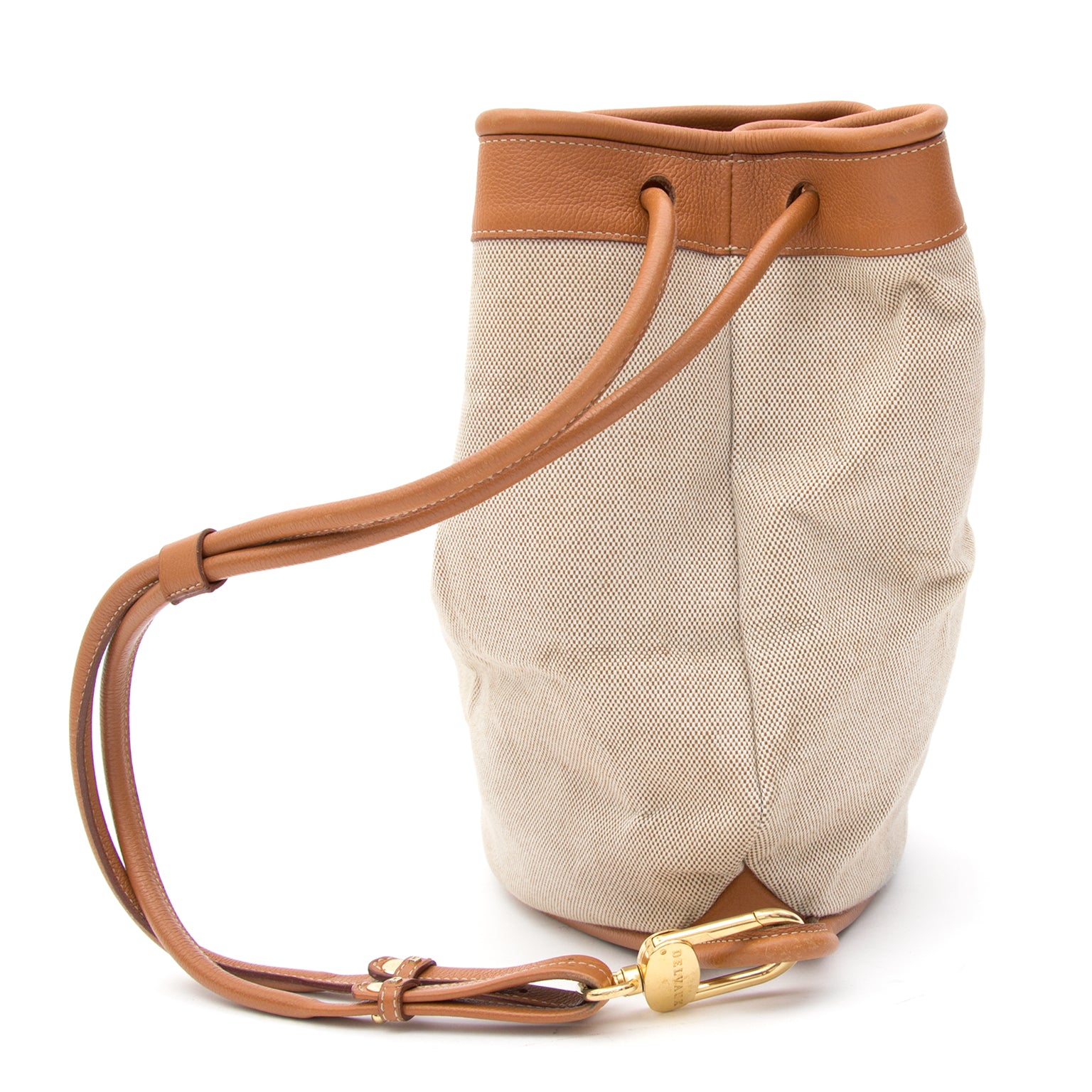 Delvaux Togaie Sahara Canvas Bucket Bag buy safe online secondhand designer vintage shoulder bag