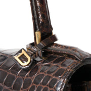 Delvaux Dark Brown Crocodile Tempête hop safe and secure second hand designer vintage it bag Delvaux tempete best price online webshop belgium