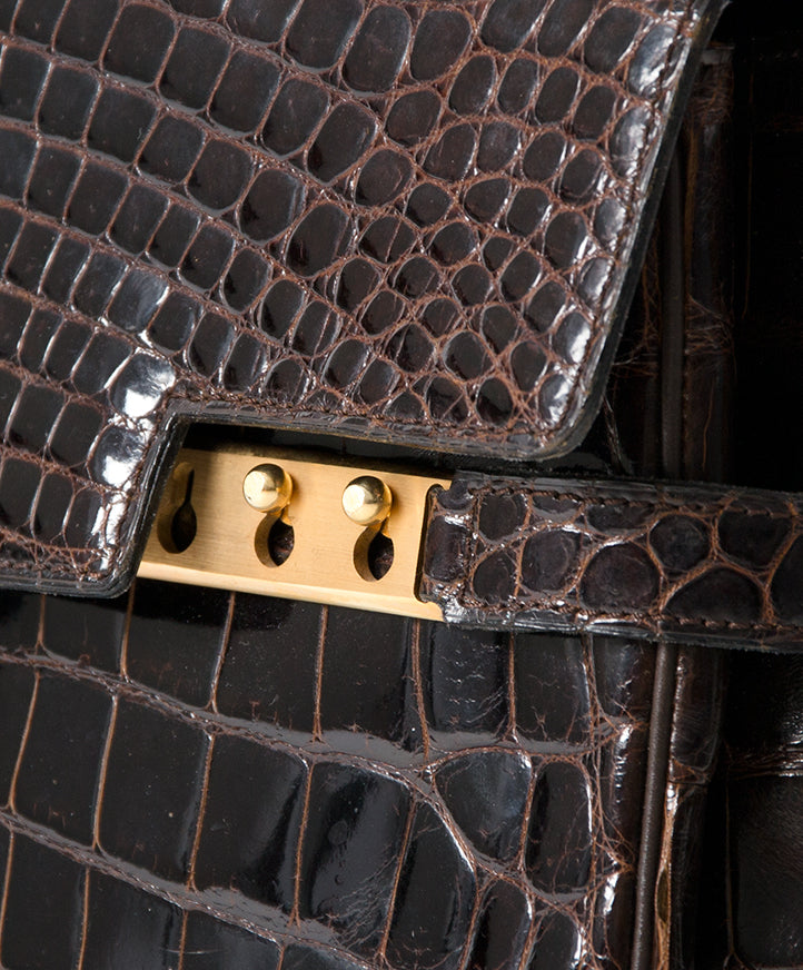 Delvaux Dark Brown Crocodile Tempête acheter en ligne seconde main delvaux tempête croco pour le meilleur prix site enligne labellov