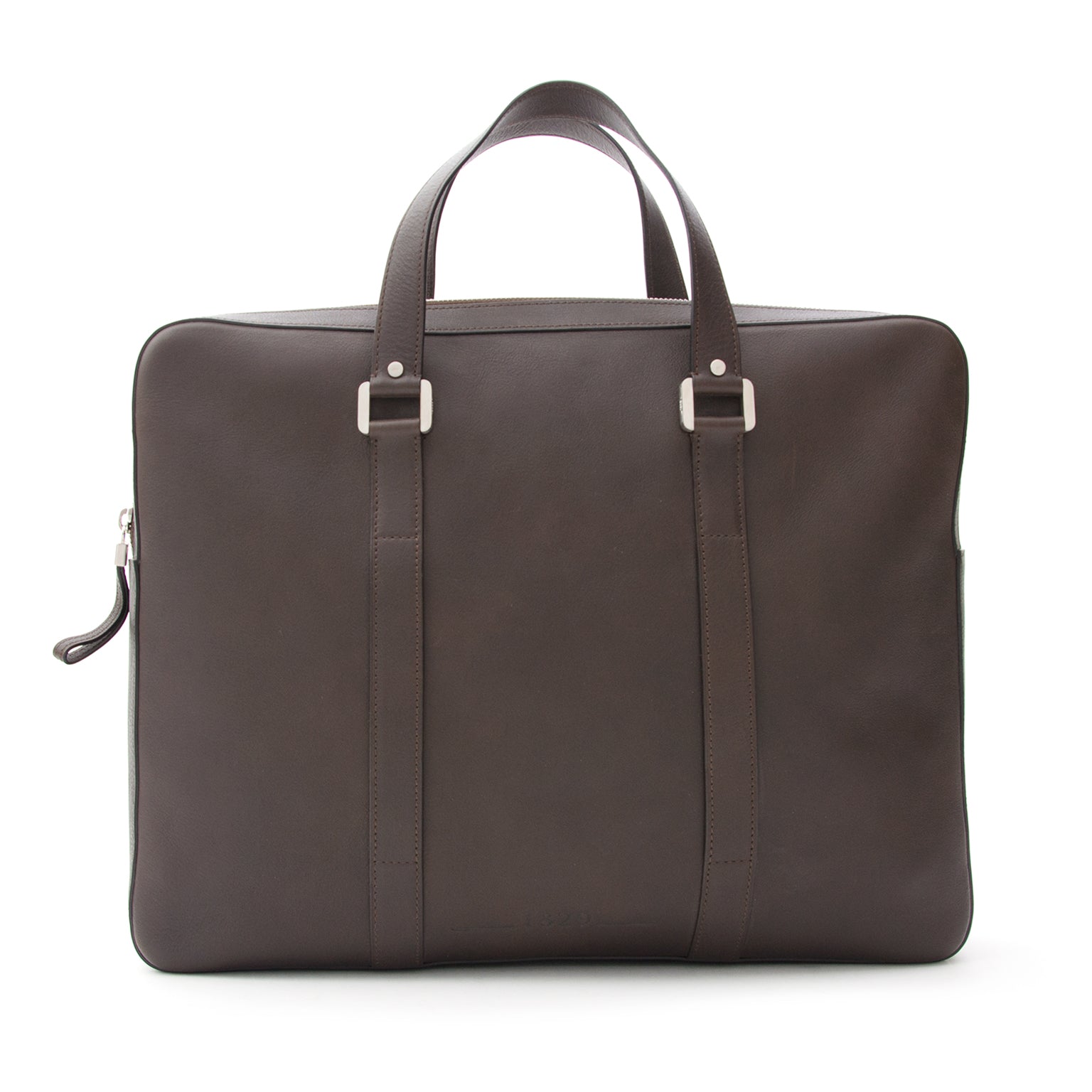 From the Delvaux mens collection, 'Newspaper Bag' in sellier vegetal calfskin. Coffee brown color, black-brown.