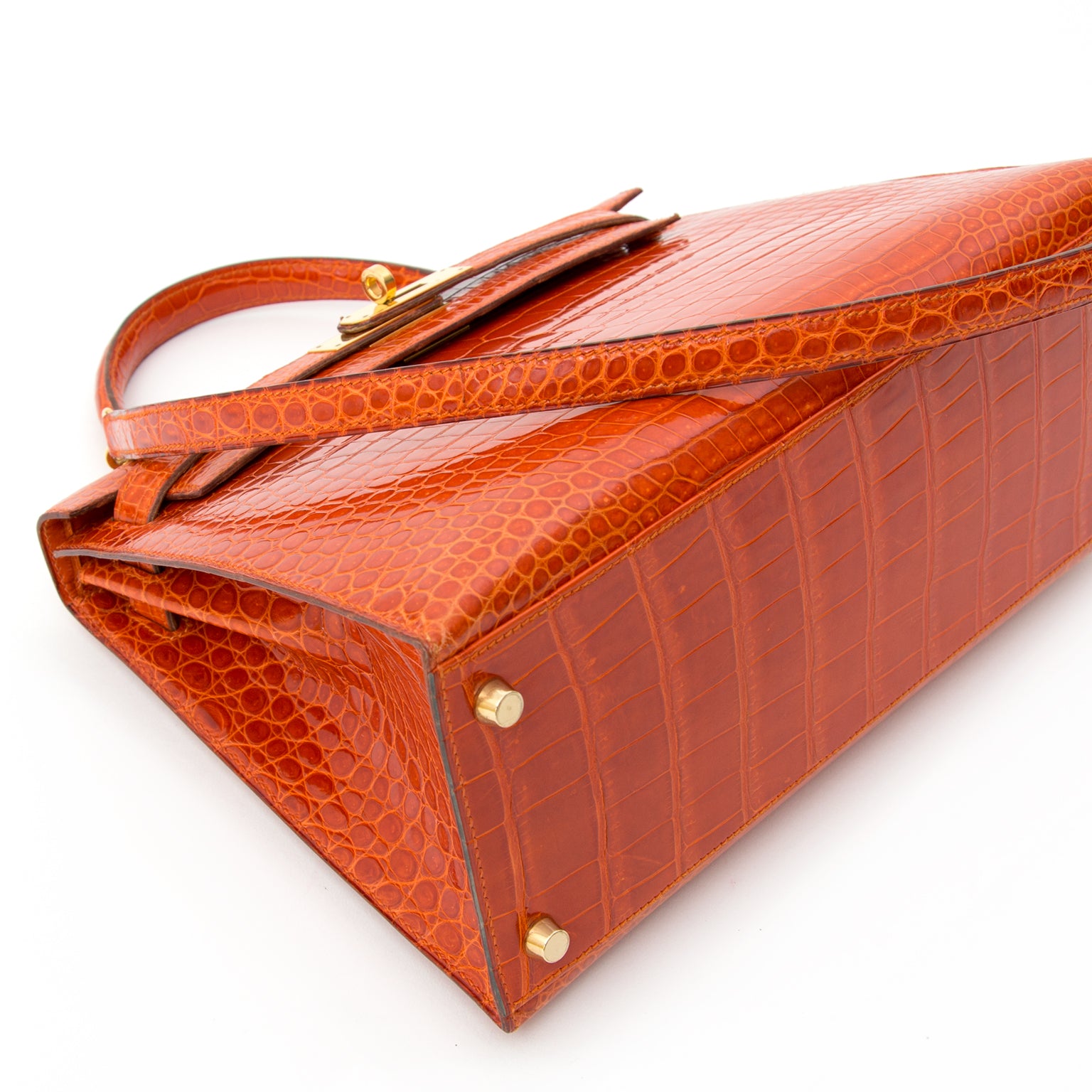 Preowned Hermès Kelly 29 Rouge Agathe Crocodile Porosus GHW With Strap