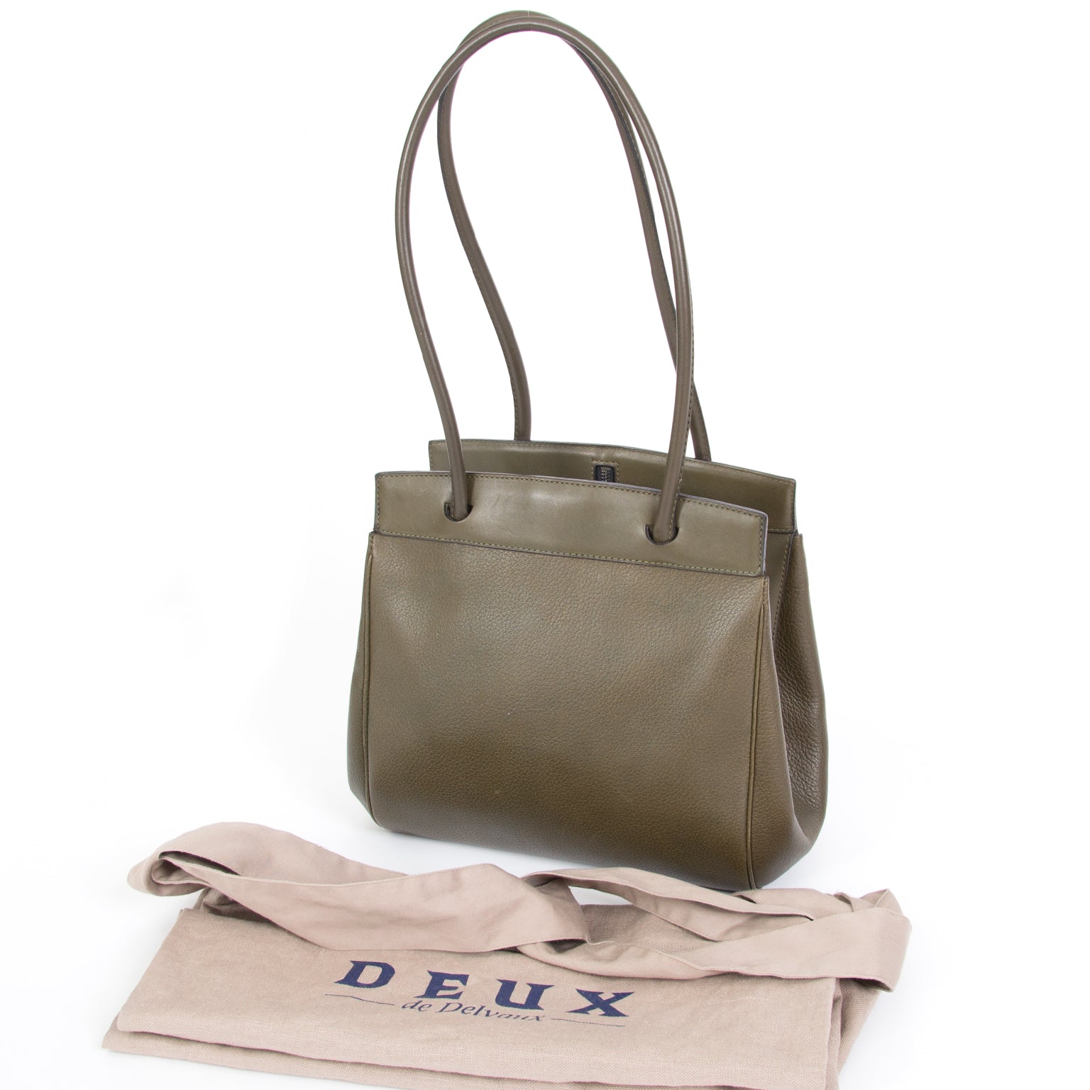 koop veilig online tweedehands Deux De Delvaux Khaki Shopper enligne pour le meilleur prix