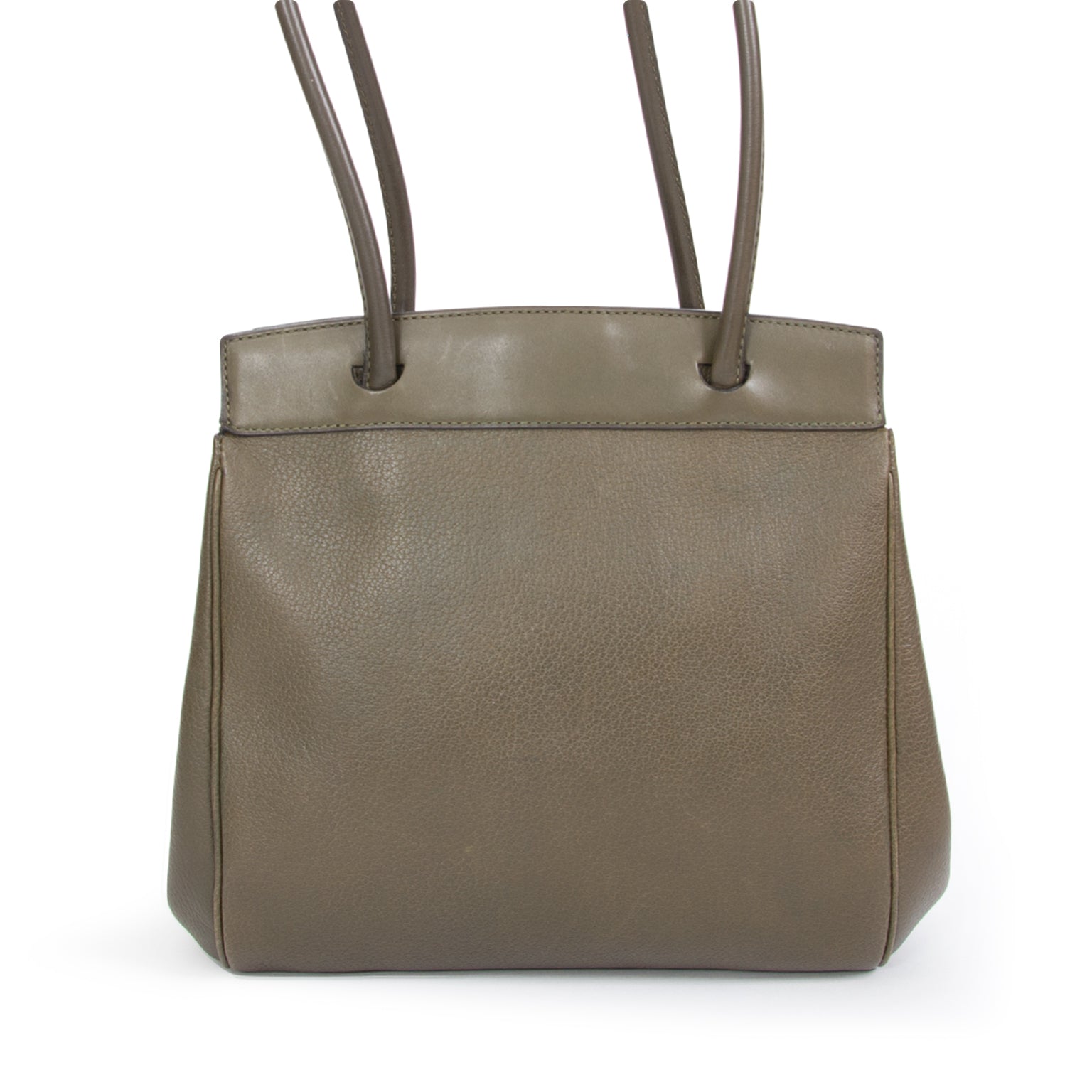 koop veilig online tweedehands Deux De Delvaux Khaki Shopper enligne pour le meilleur prix