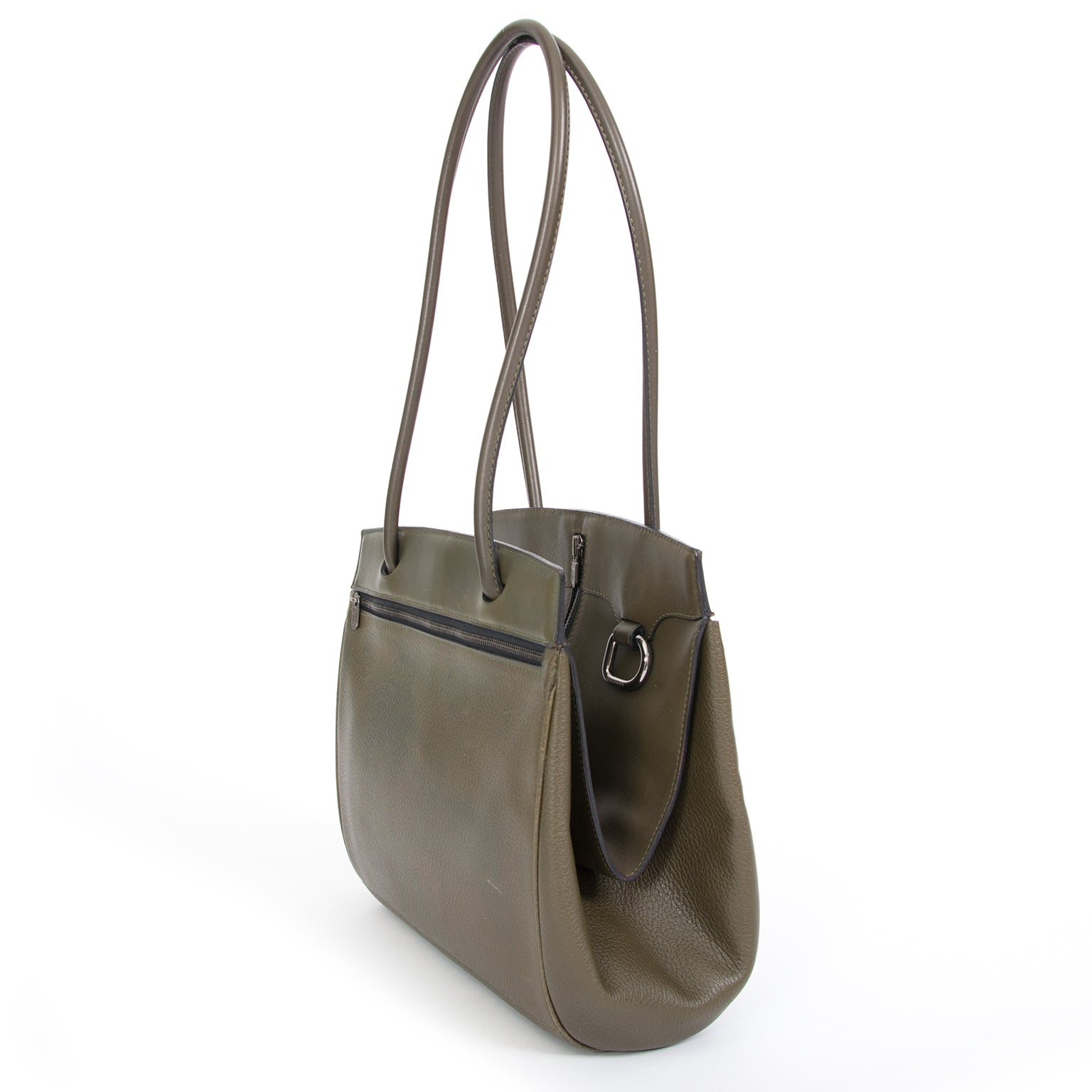 koop veilig online tweedehands Deux De Delvaux Khaki Shopper enligne pour le meilleur prix