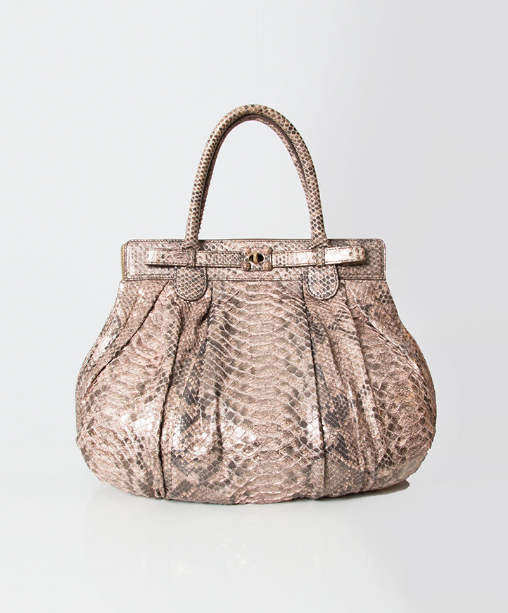 second hand pre-owned authentic Zagliani Large Puffy Python Bag for sale at the right price