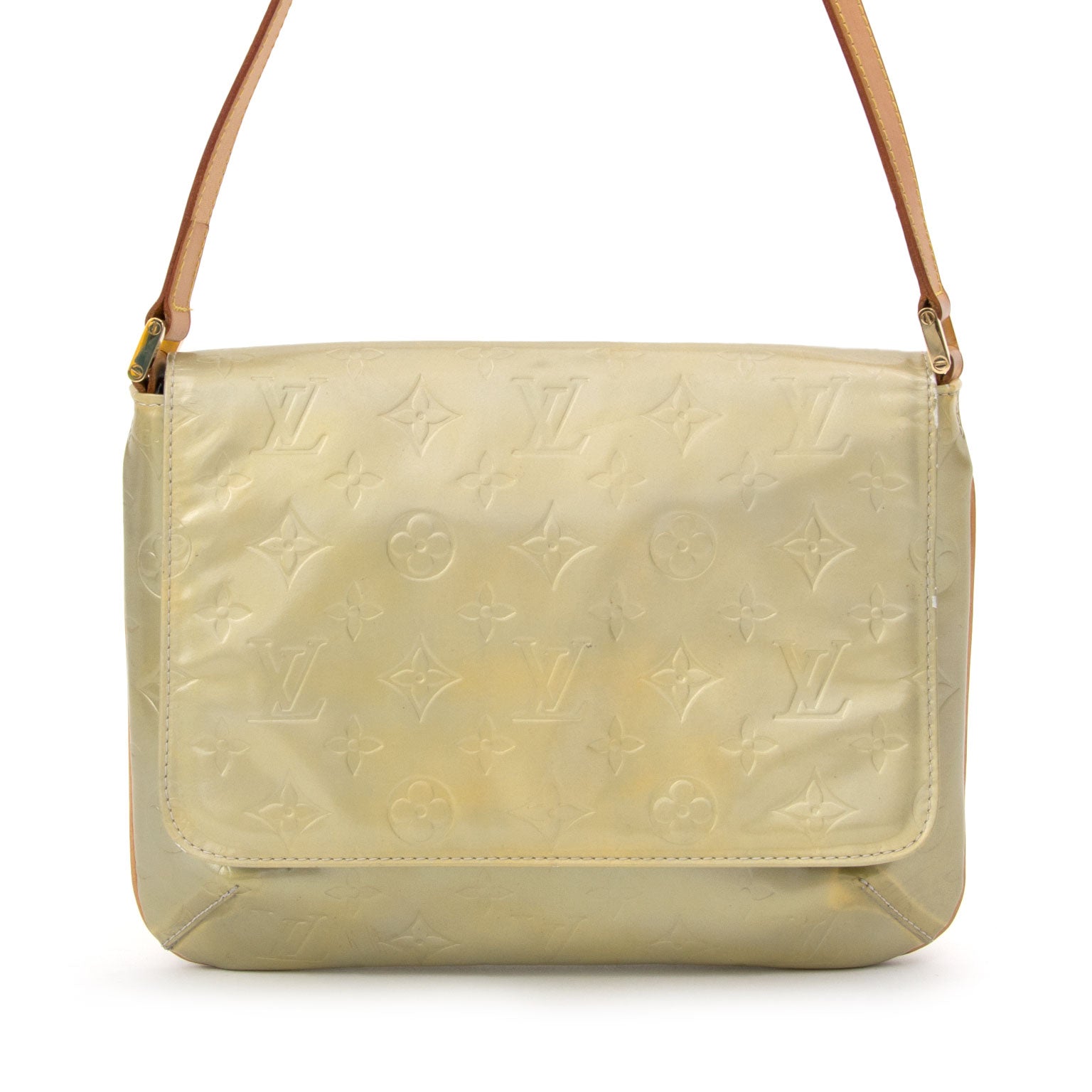 Louis Vuitton Thompson Street The Louis Vuitton Thompson Street is a practical shiny pearl. This bag comes with leather hand straps and man-made lining. When Hilary Duff meets Material Girls, you meet your Thompson street.