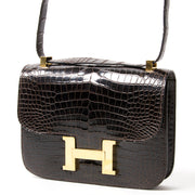 shop safe online limited hermes constance croco marron leather perfect condition, 100% authentic luxury