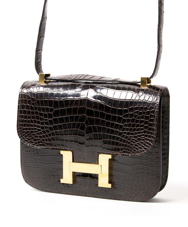 shop safe online limited hermes constance croco marron leather perfect condition, 100% authentic luxury