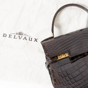 Delvaux Dark Brown Crocodile Tempête hop safe and secure second hand designer vintage it bag Delvaux tempete best price online webshop belgium