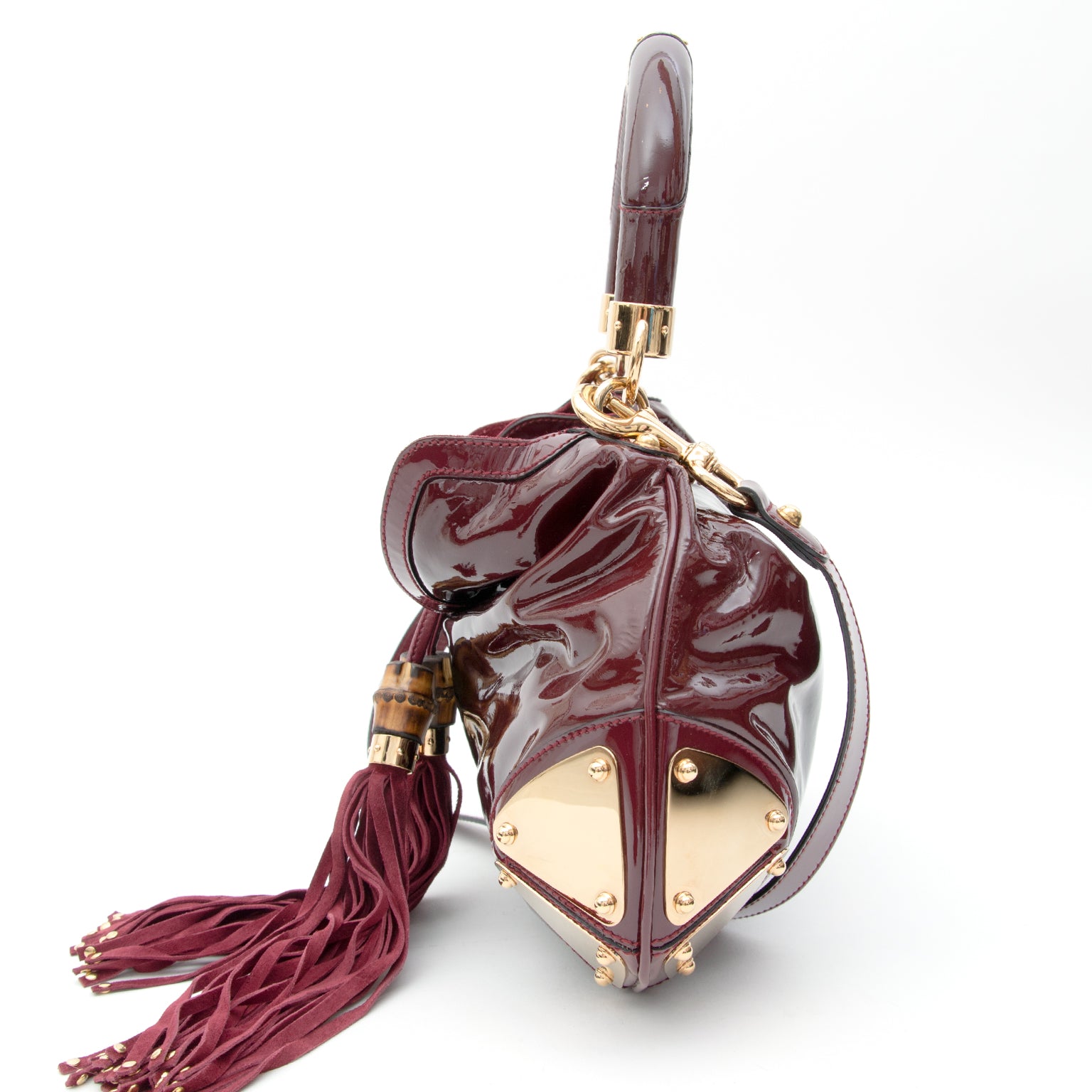 koop veilig online tweedehands designer handtas Gucci net als nieuw limited Gucci Babouska Ombre Leather Babouska Indy Top Handle Bag