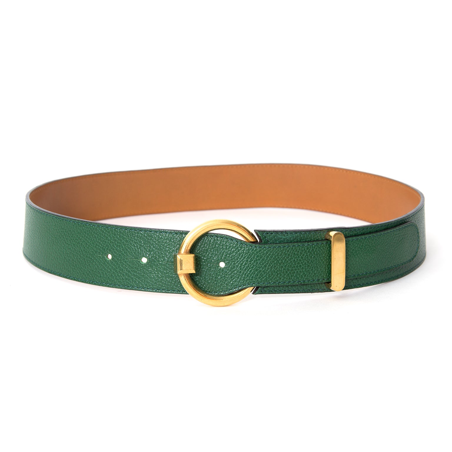 shop safe online secondhan designer Delvaux Green Circle Belt