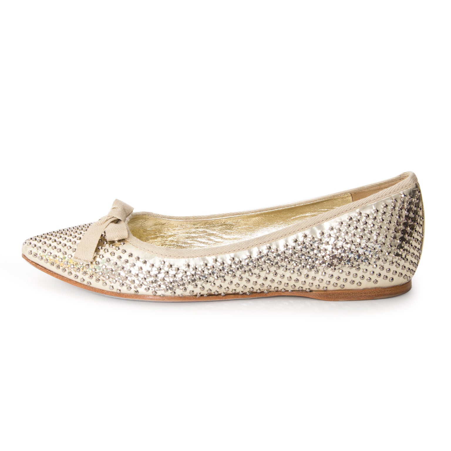 Miu Miu platinum studded ballet flats best price like new webshop labellov.com
