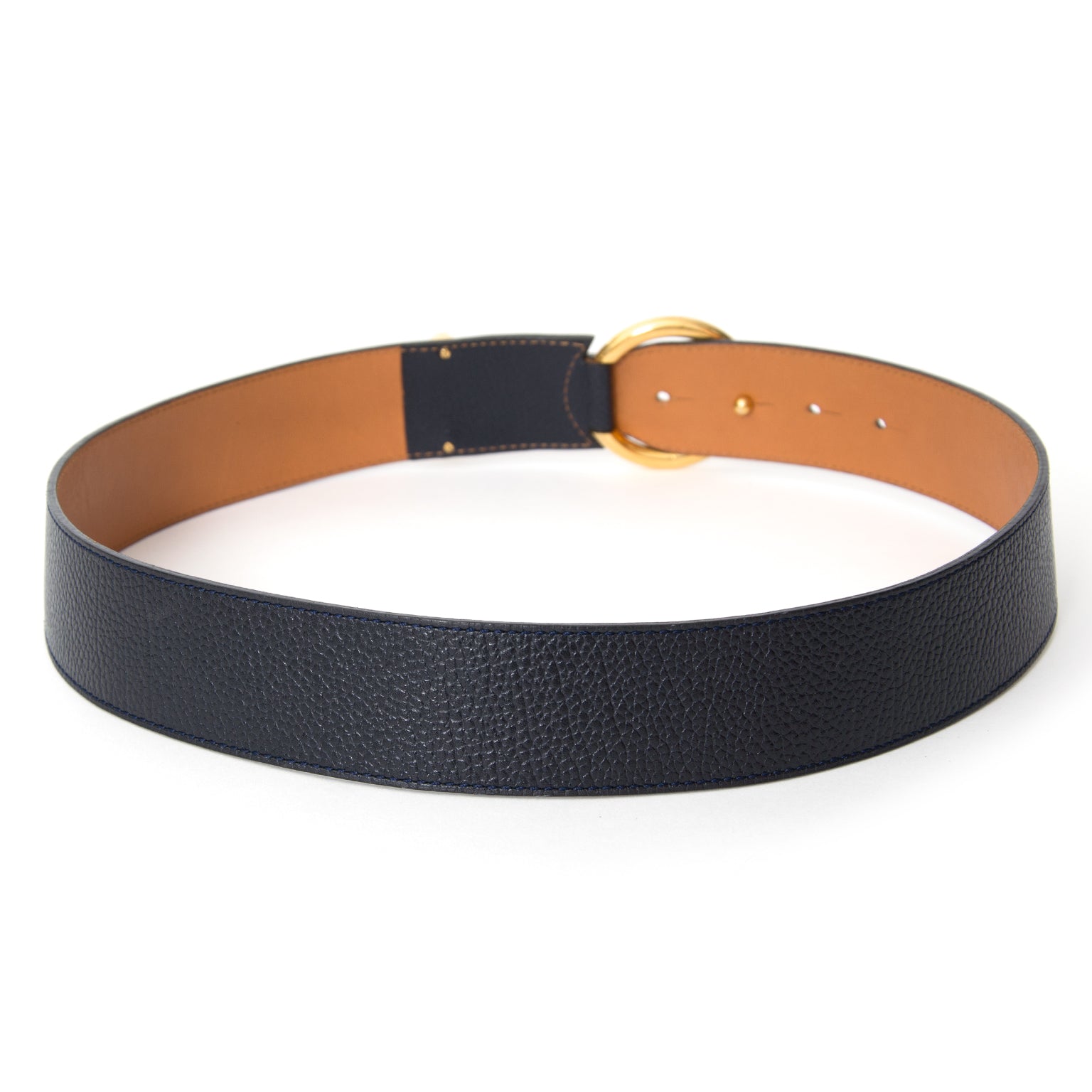 shop safe online secondhan designer Delvaux Navy Circle Belt