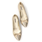 tweedehands nieuwe Miu Miu platinum studded ballet flats best price like new webshop labellov.com