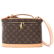 Louis Vuitton Monogram NICE Cosmetic Travel Bag LVJS601 Louis Vuitton Nice Cosmetic Bag that can also be worn as a shoulder bag, accoriding to the latest Louis Vuitton FW'15 runway trend where we saw many monogram trunks carried as bags!
