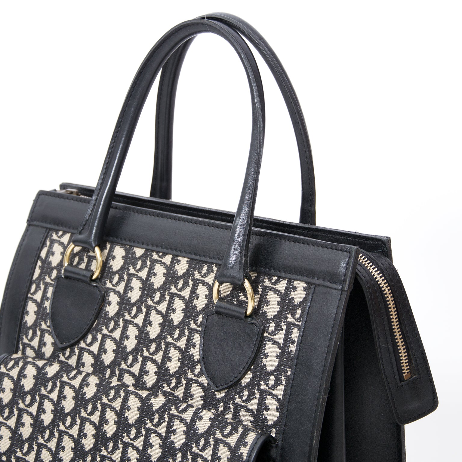 Vintage black tote authentic Dior handbags online webshop Labellov Antwerpen tweedehands veilig