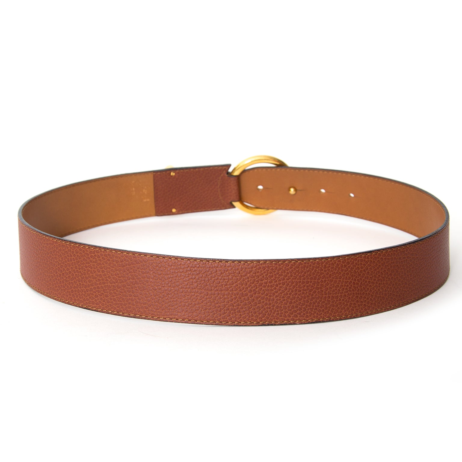 Shop safe online at the best price Delvaux Cognac Circle Belt like new