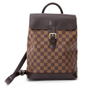 Louis Vuitton Soho Damier Canvas Maroon Leather Backpack secondhand authentic safe online shopping webshop LabelLOV Antwerp Belgium fashion luxury designers high end labels
