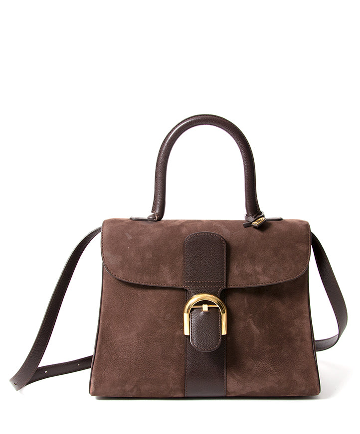 Delvaux Brillant MM Dark Brown Nubuck GHW veilig online shoppen webshop Antwerpen België LabelLOV designer merken luxemerken luxetassen tassen handtassen mode stijl