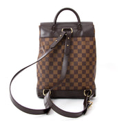Louis Vuitton Soho Damier Canvas Maroon Leather Backpack mode tweedehands authentiek veilig online shoppen winkelen webshop Antwerpen België LabelLOV luxetassen luxemerken luxe merken designer ontwerpers