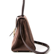 Delvaux Brillant MM Dark Brown Nubuck GHW veilig online shoppen webshop Antwerpen België LabelLOV designer merken luxemerken luxetassen tassen handtassen mode stijl