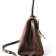 Delvaux Brillant MM Dark Brown Nubuck GHW Buy authentic secondhand Delvaux bags at the right price at LabelLOV vintage webshop. Safe and secure online shopping. Koop authentieke tweedehands Delvaux tassen met juiste prijs bij LabelLOV.