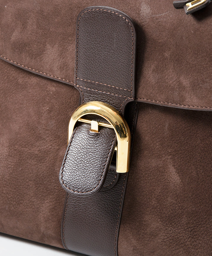 Delvaux Brillant MM Dark Brown Nubuck GHW seconde main authentique en ligne shopping webshop Anvers Belgique LabelLOV luxe marques designer fashion style sacs