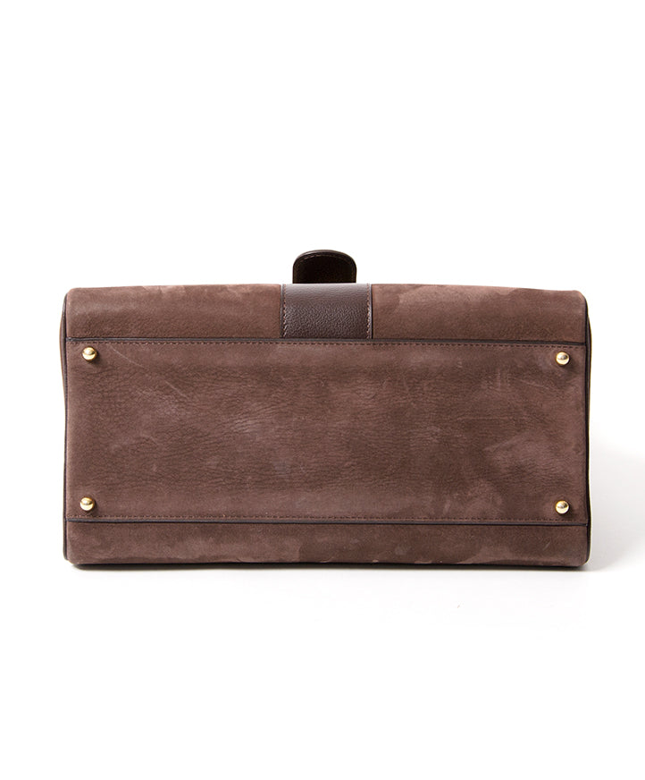 Delvaux Brillant MM Dark Brown Nubuck GHW Buy authentic secondhand Delvaux bags at the right price at LabelLOV vintage webshop. Safe and secure online shopping. Koop authentieke tweedehands Delvaux tassen met juiste prijs bij LabelLOV.
