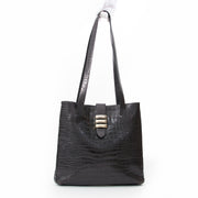 Genny Black Croc Print Tote tweedehandsmerken tegen de juiste prijs op LabelLOV