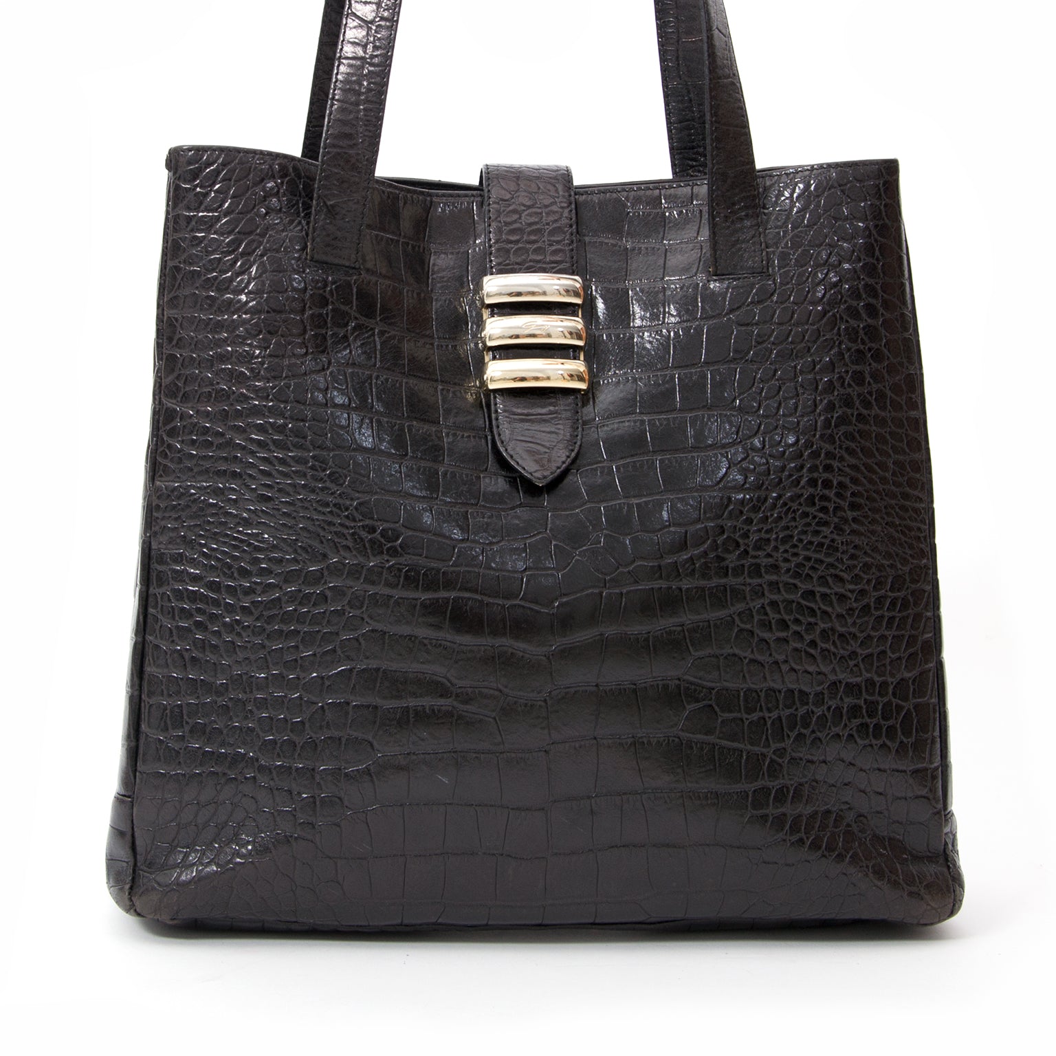 Vintage Genny Black Croc Print Tote. Buy authentic secondhand Fendi at the right price at LabelLOV vintage webshop. Safe and secure online shopping. Koop authentieke tweedehandsmerken tegen de juiste prijs op LabelLOV
