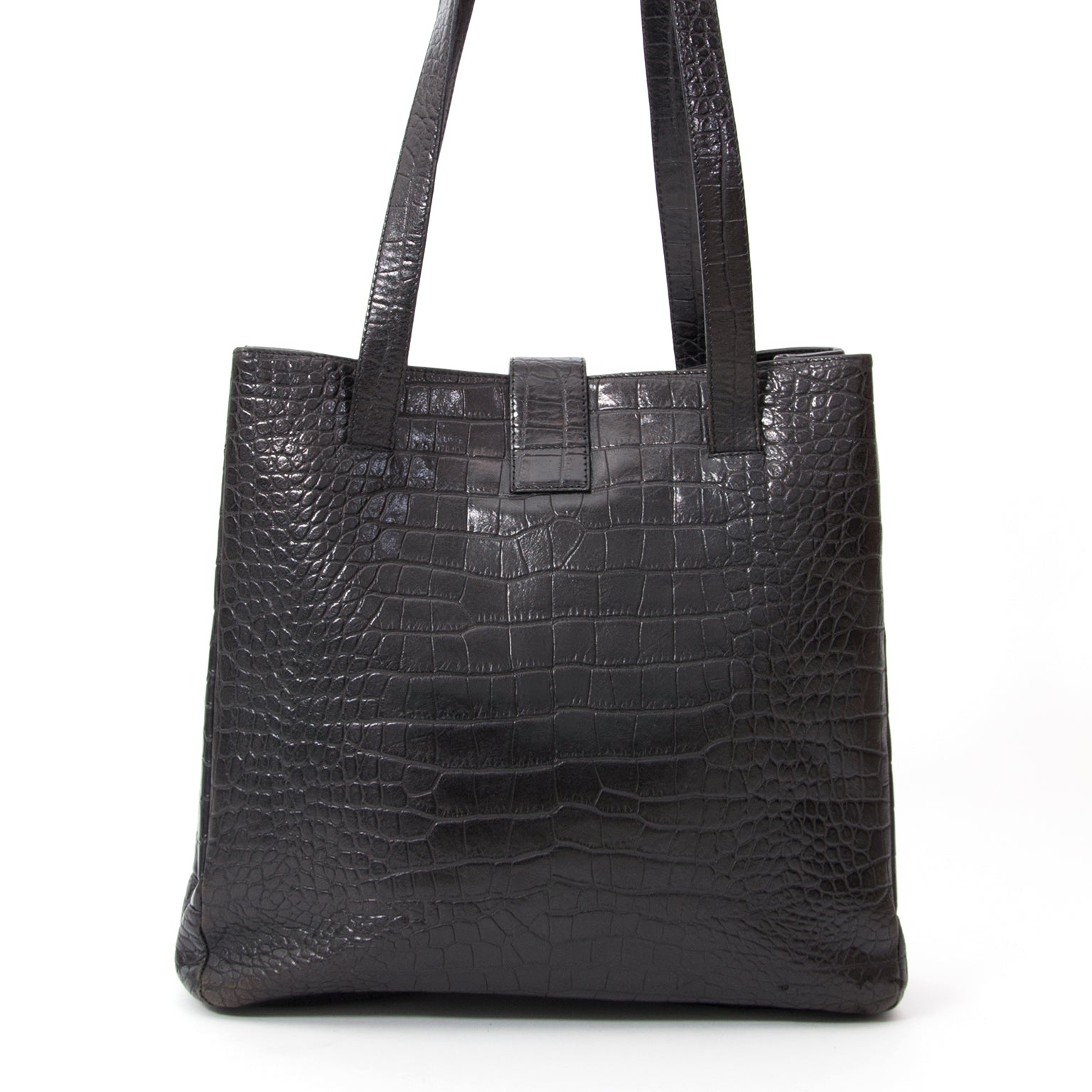 Genny Black Croc Print Tote secondhand designer handbags and purses for sale online