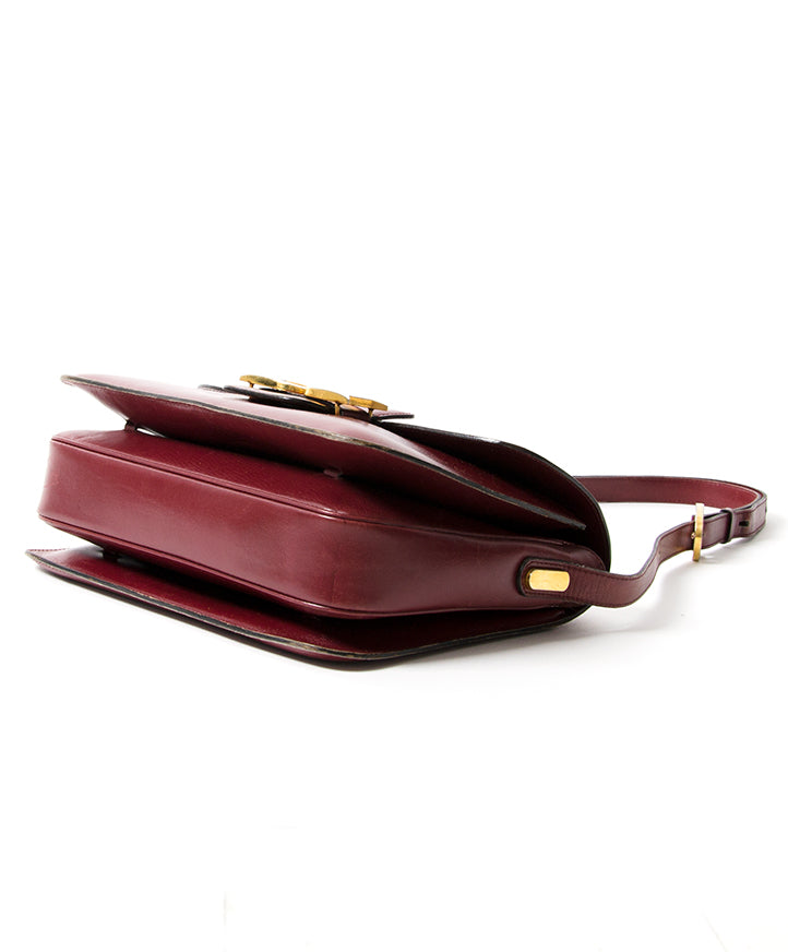 Delvaux Burgundy Shoulder Bag seconde main authentique en ligne shopping LabelLOV Anvers Belgique en vogue mode sacs luxe marques