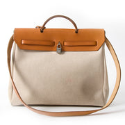 Hermès Herbag Cognac & Toile 2 in 1 authentic secondhand safe online shopping webshop fashion style LabelLOV Antwerp Belgium high end luxury labels brand designer