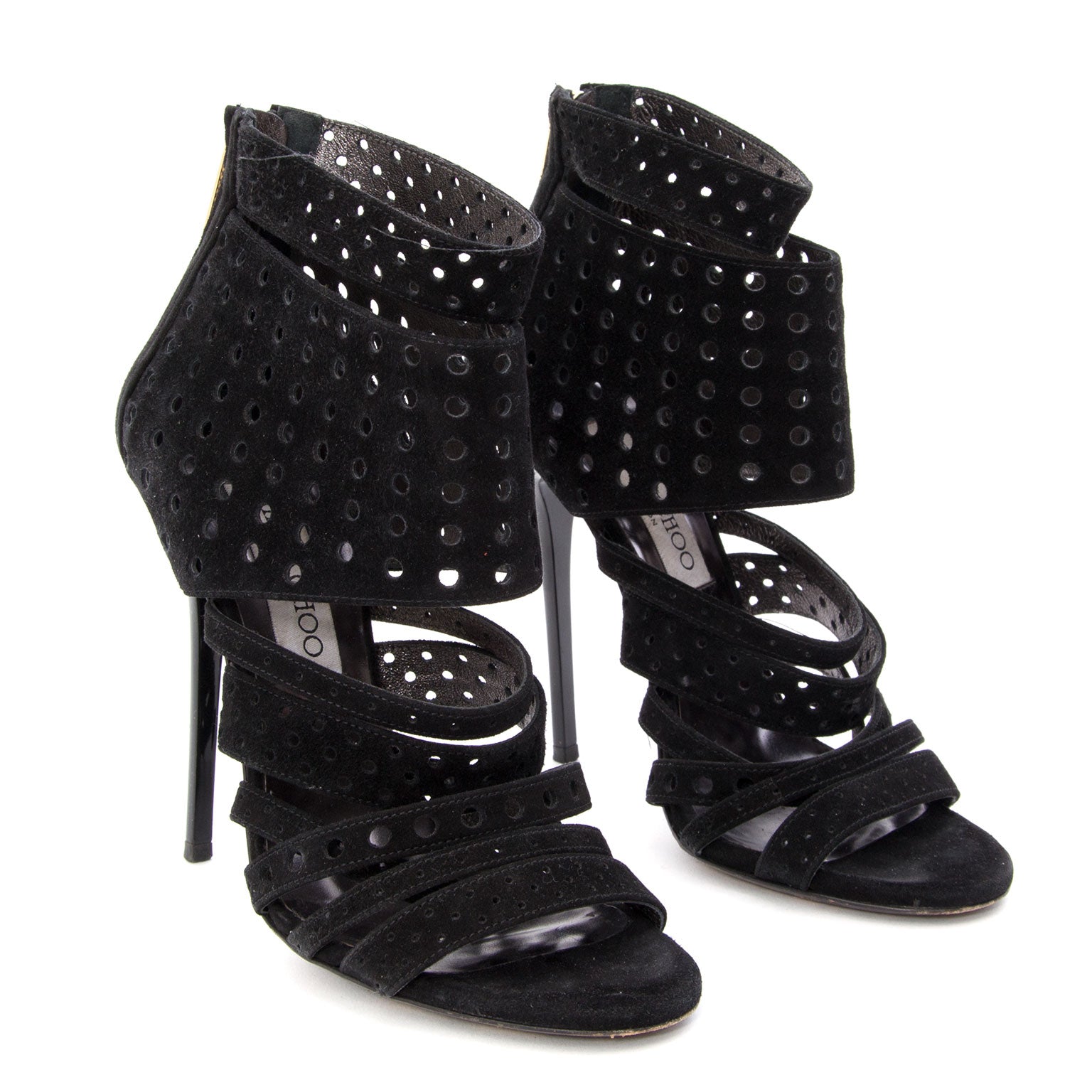 koop veilig online tweedehands Jimmy Choo 'Malika' Perforated Heels.